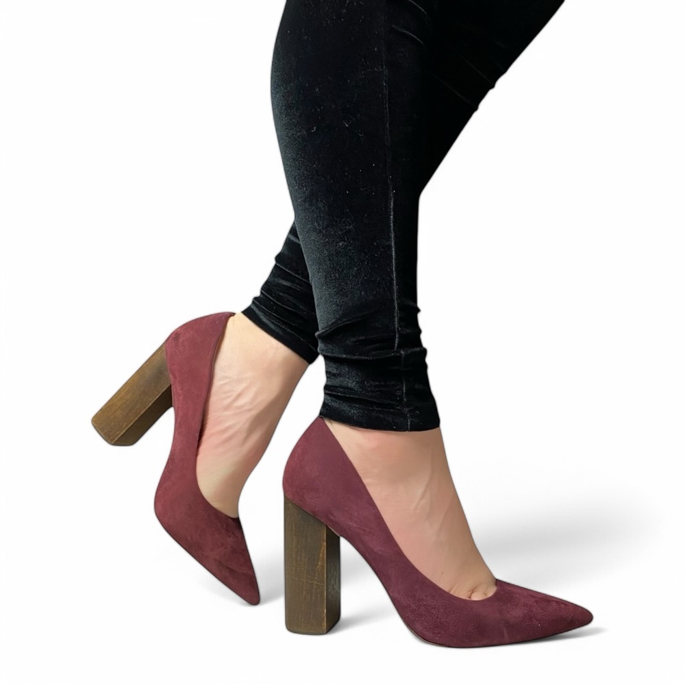1. State Burgundy Suede Block Heel Pumps – Size 8.5 - Picture 1 of 5